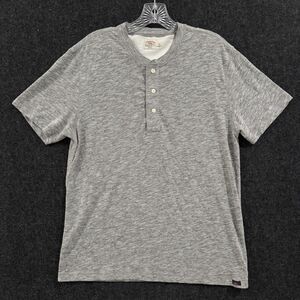 Faherty Henley Shirt Men's Medium Gray Short Sleeve Soft Casual Tee Lightweight